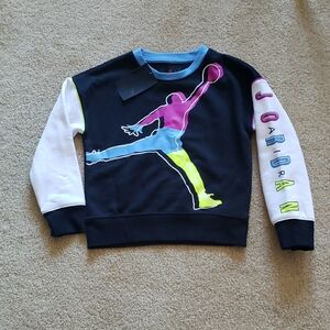 Air Jordan Colorful Graphic Sweatshirt Girls Sz S NWT